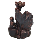 Little Monk & Lotus Backflow Incense Burner back view showing cone holder detail