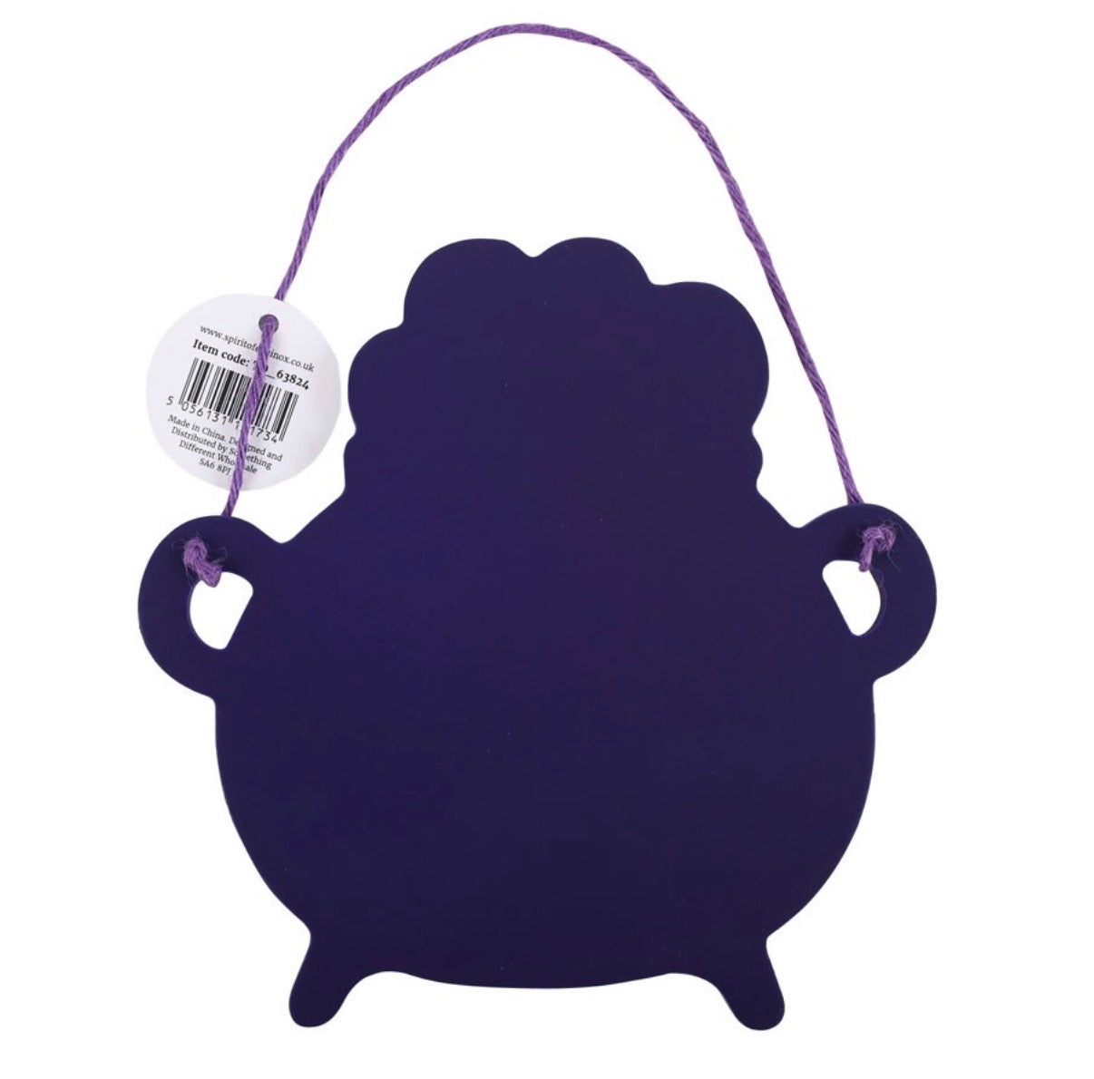 Hocus Pocus Cauldron Hanging Sign back view showing plain navy reverse