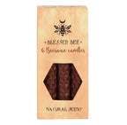 Blessed Bee 6 Beeswax Spell Candles kraft box straight front view