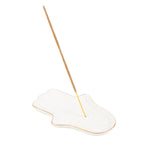 Hamsa Hand Incense Stick Holder side view with incense stick on white background