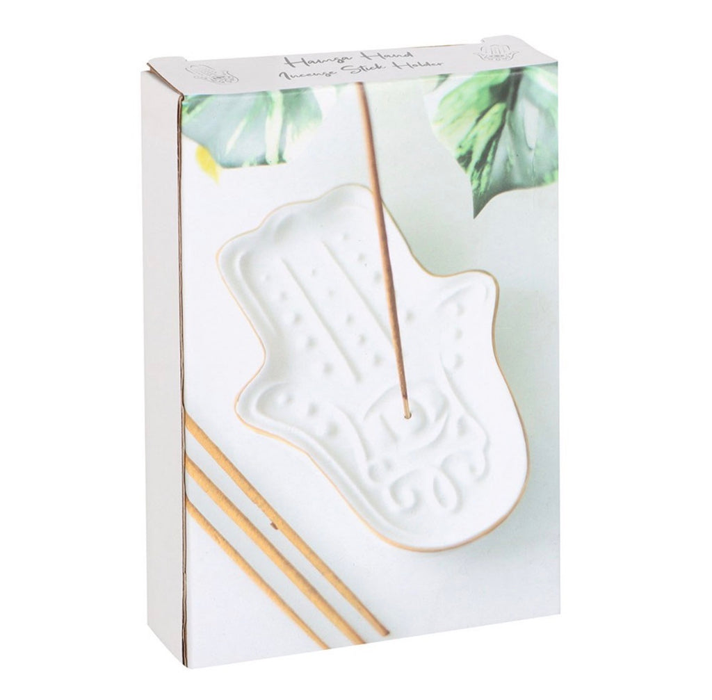 Hamsa Hand Incense Stick Holder in gift box packaging