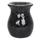 Black Crackle Mosaic Glass Oil Burner side view unlit showing full mosaic texture