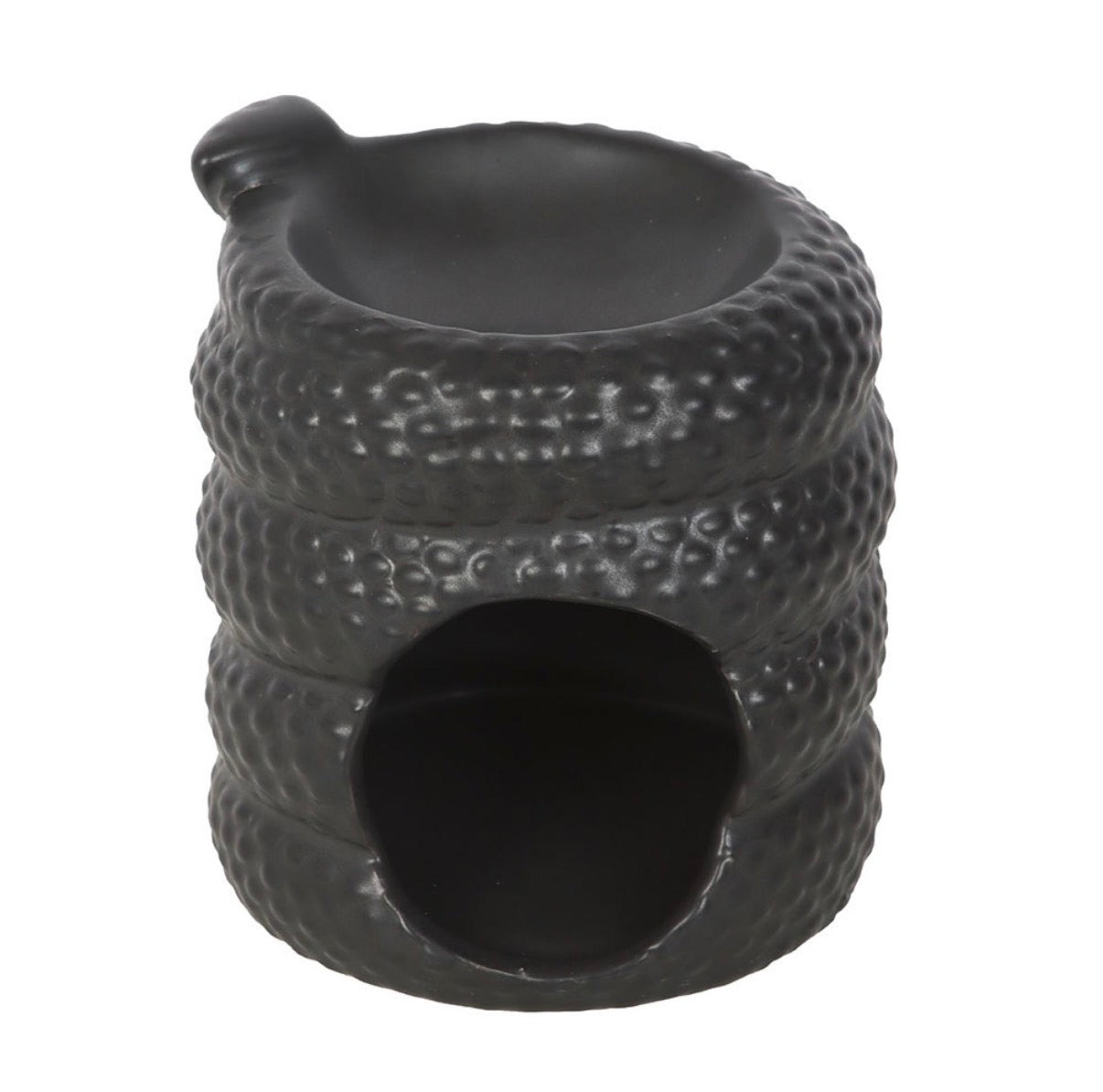 Serpentine Coiled Snake Oil Burner underside view showing circular tealight chamber