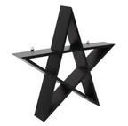 Black Pentagram Wall Shelf angled view showing shelf depth and construction