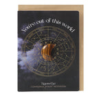 Tigers Eye Crescent Moon Crystal Card front view with kraft envelope
