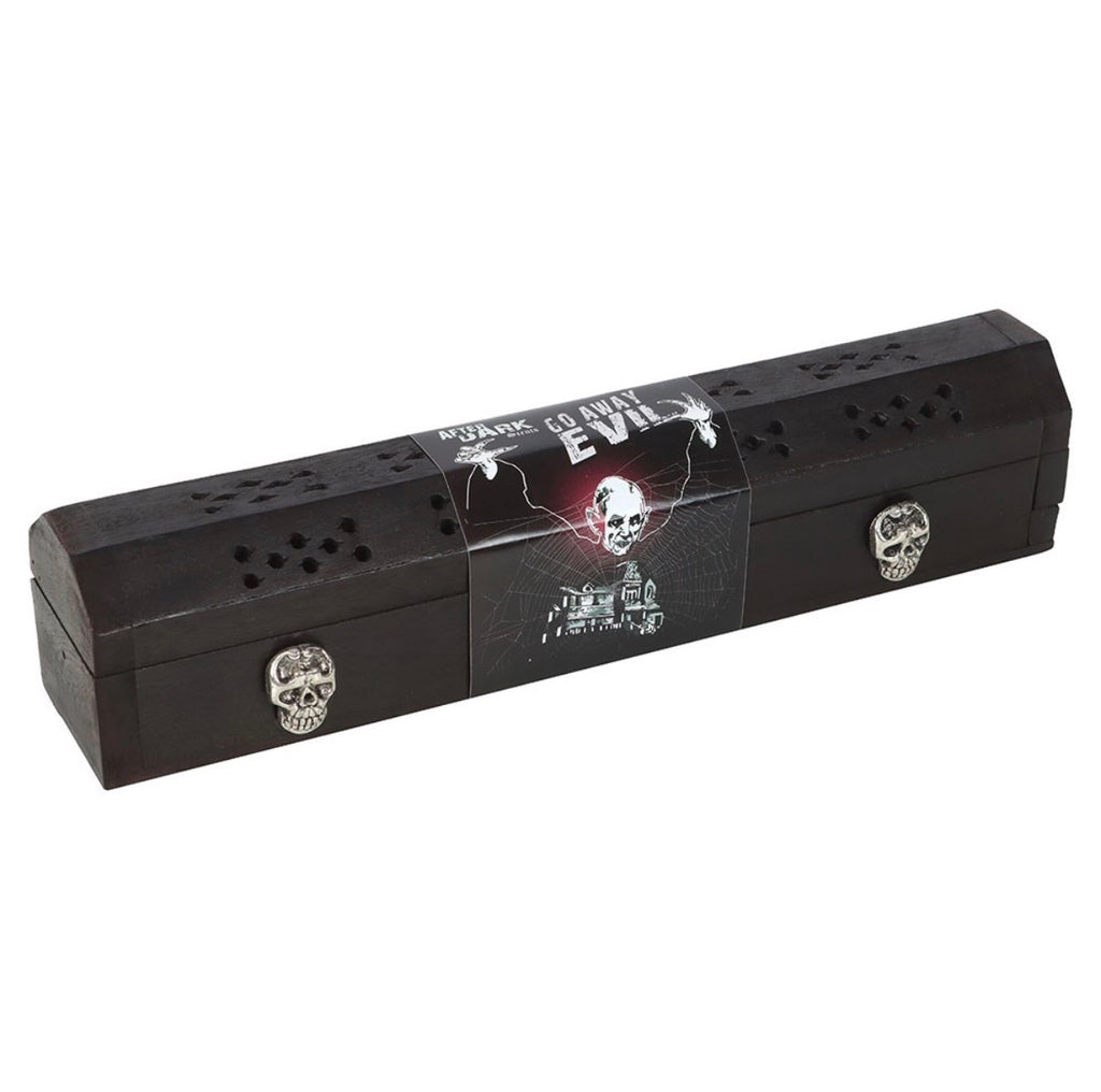 Go Away Evil incense box - angle view closed