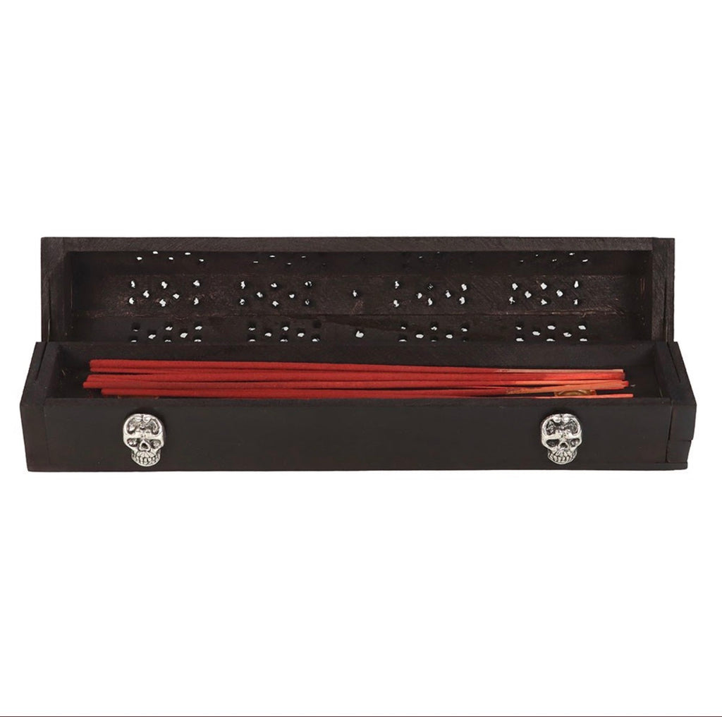 Go Away Evil incense box - open with incense sticks