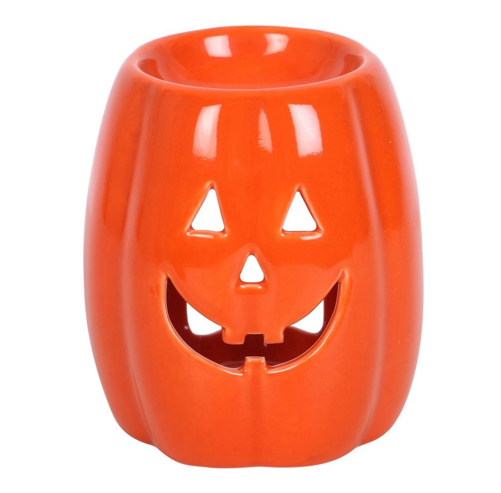 Jack-o'-Lantern Pumpkin Wax Melt Burner - front view on white background