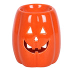 Jack-o'-Lantern Pumpkin Wax Melt Burner - front view on white background