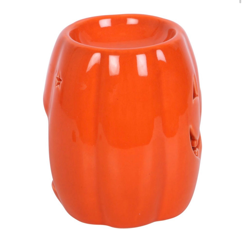 Jack-o'-Lantern Pumpkin Wax Melt Burner - back view on white background