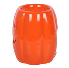 Jack-o'-Lantern Pumpkin Wax Melt Burner - opposite side view on white background