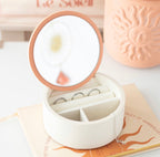 Golden Hour Sun Jewellery Box - open showing mirror and ring compartments