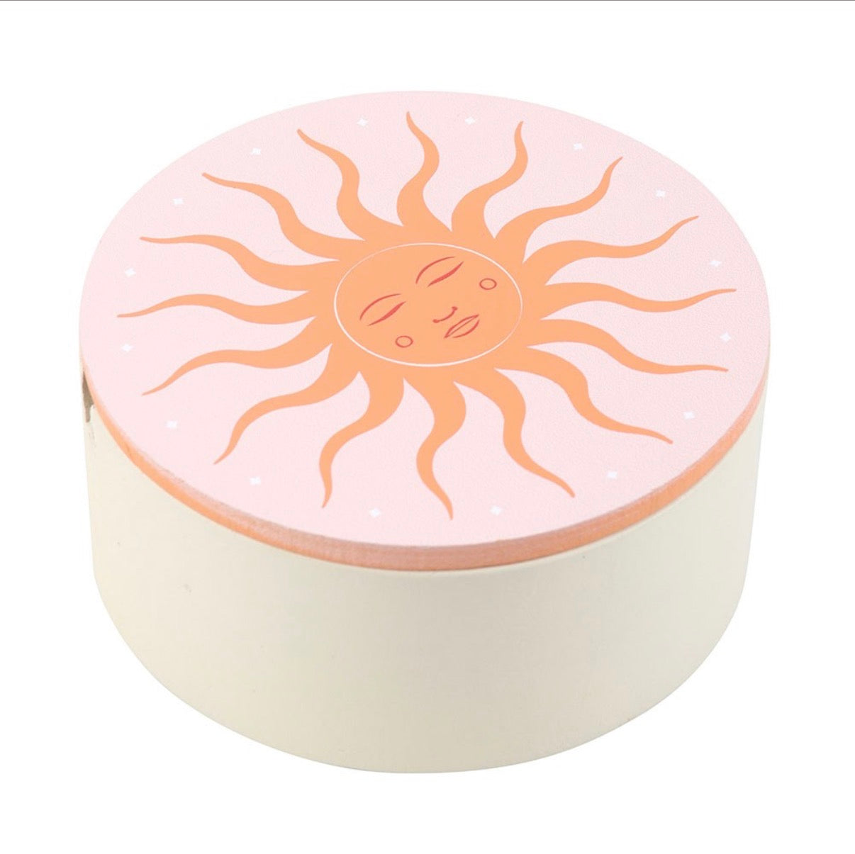 Golden Hour Sun Jewellery Box - top view closed on white background