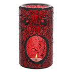 Red Pillar Crackle Glass Oil Burner - front view on white background
