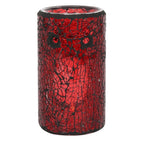 Red Pillar Crackle Glass Oil Burner - back view on white background