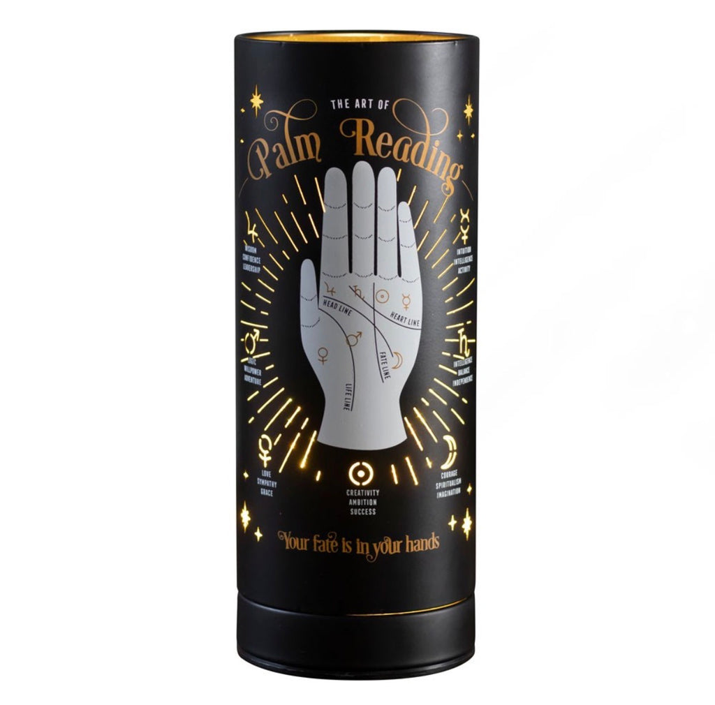 The Art of Palm Reading USB Lamp - front view on white background
