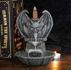 Gargoyle Backflow Incense Burner - lifestyle shot with smoke flowing