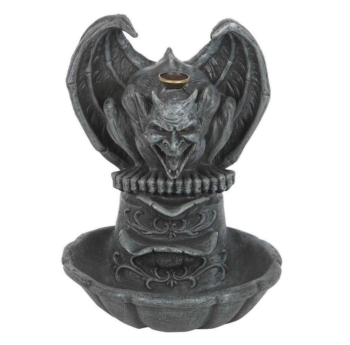 Gargoyle Backflow Incense Burner - front view without cone on white background