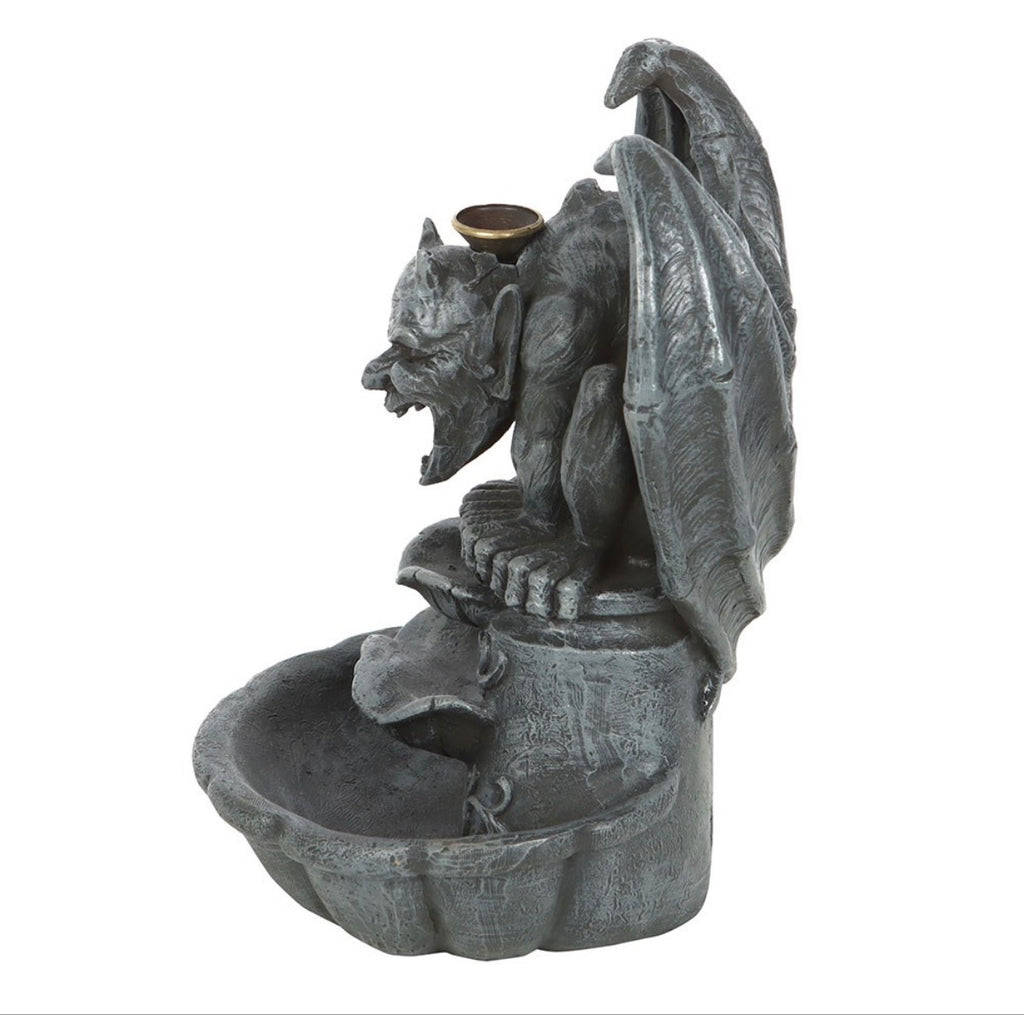 Gargoyle Backflow Incense Burner - side view on white background