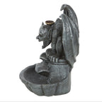 Gargoyle Backflow Incense Burner - side view on white background