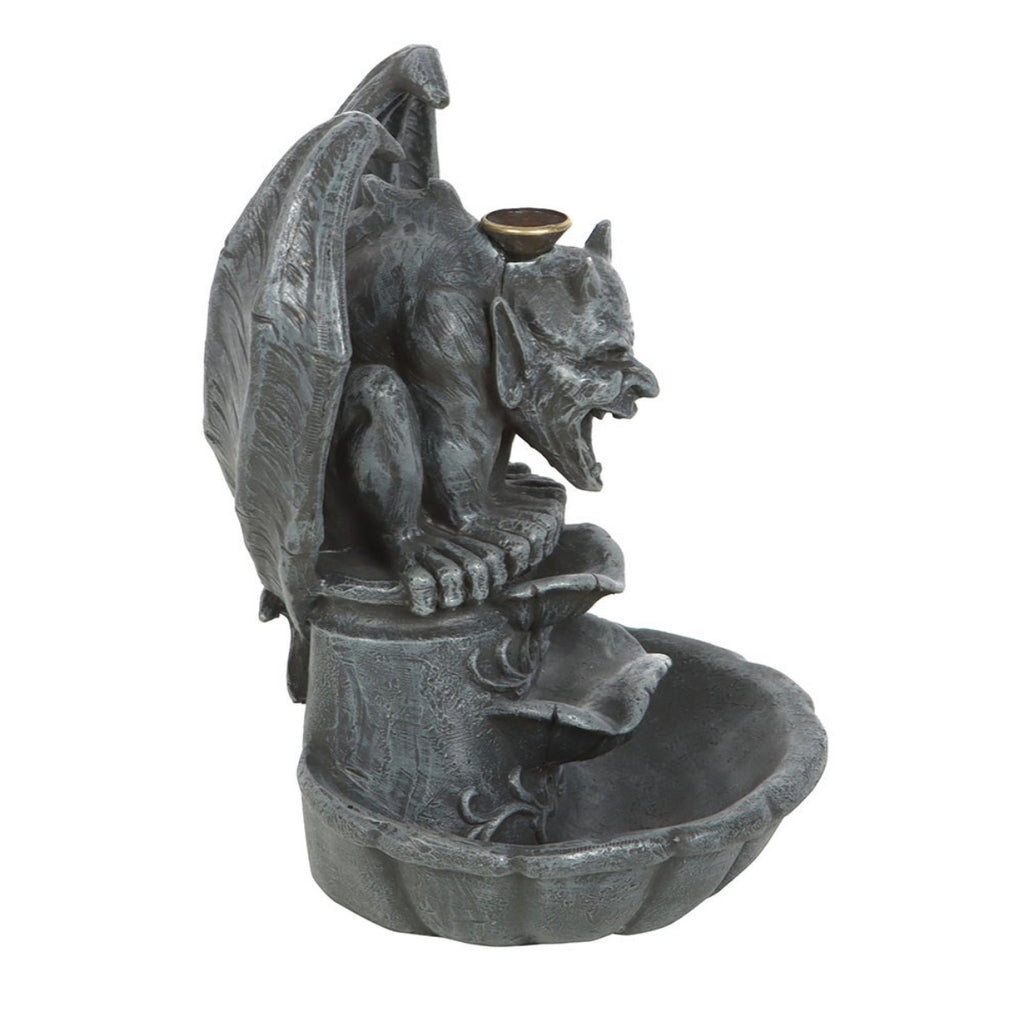 Gargoyle Backflow Incense Burner - opposite side view on white background