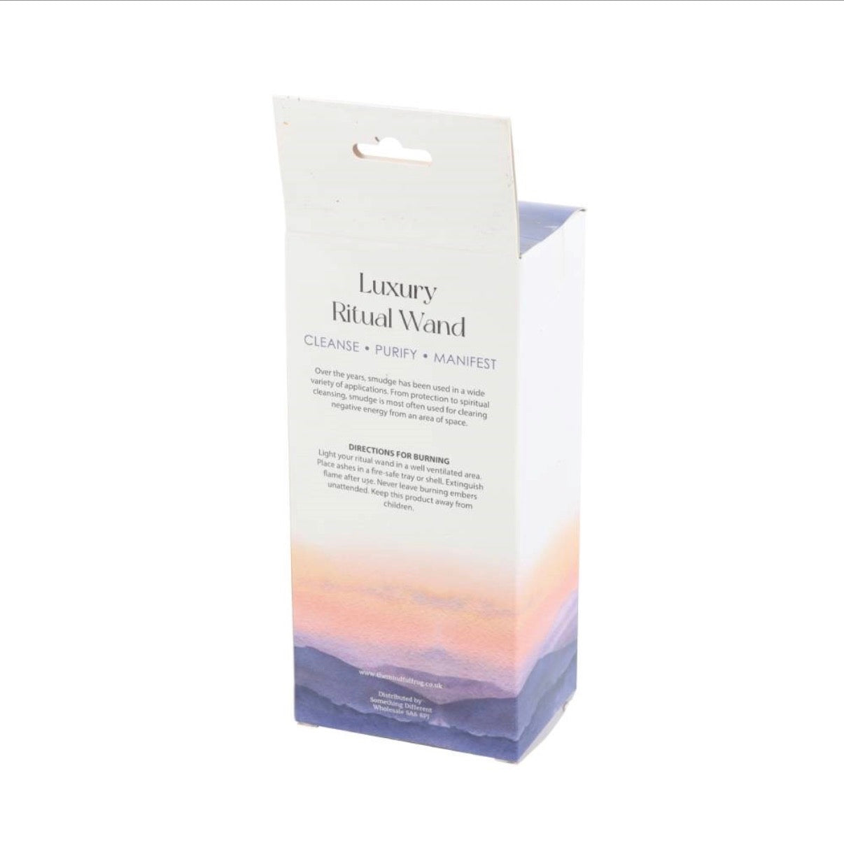 Luxury Ritual Wand Smudge Stick - back of gift box showing directions for burning
