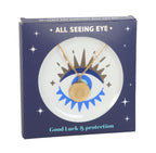 All Seeing Eye Necklace and Jewellery Dish Gift Set - navy gift box packaging