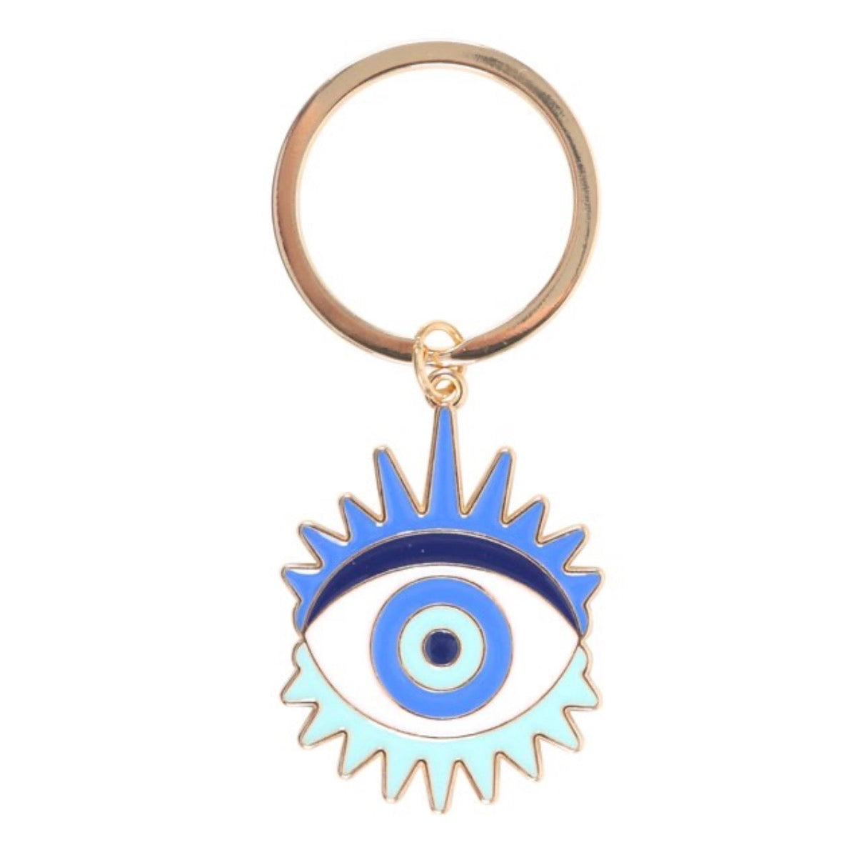 All Seeing Eye Enamel Keyring - front of enamel evil eye charm on white background
