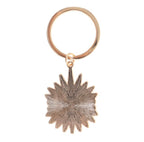 All Seeing Eye Enamel Keyring - gold starburst reverse charm on white background