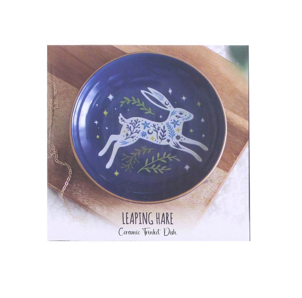 Leaping Hare Ceramic Trinket Dish on branded gift card packaging