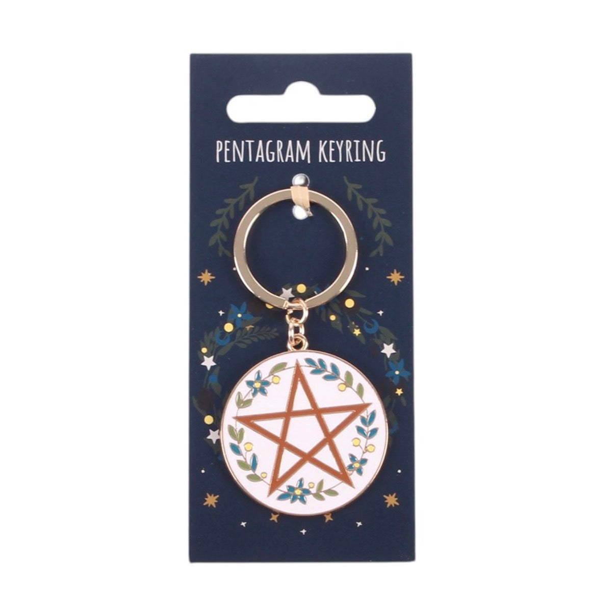 Solstice Wreath Keyring on branded display card white background