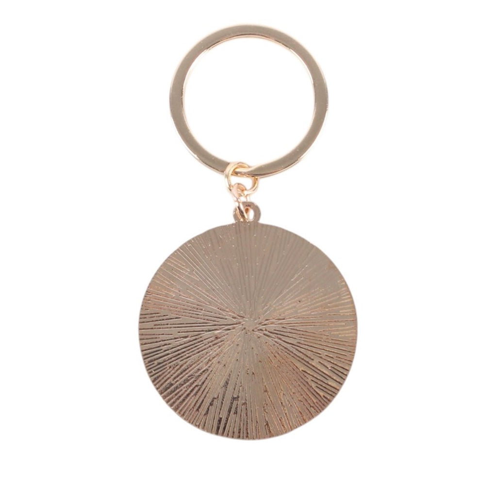 Solstice Wreath Keyring plain gold sunburst reverse white background