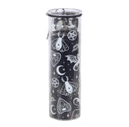 Spellbound Secrets Vanilla Bean and Black Pepper Scented Candle white background showing moth and pentagram illustrations