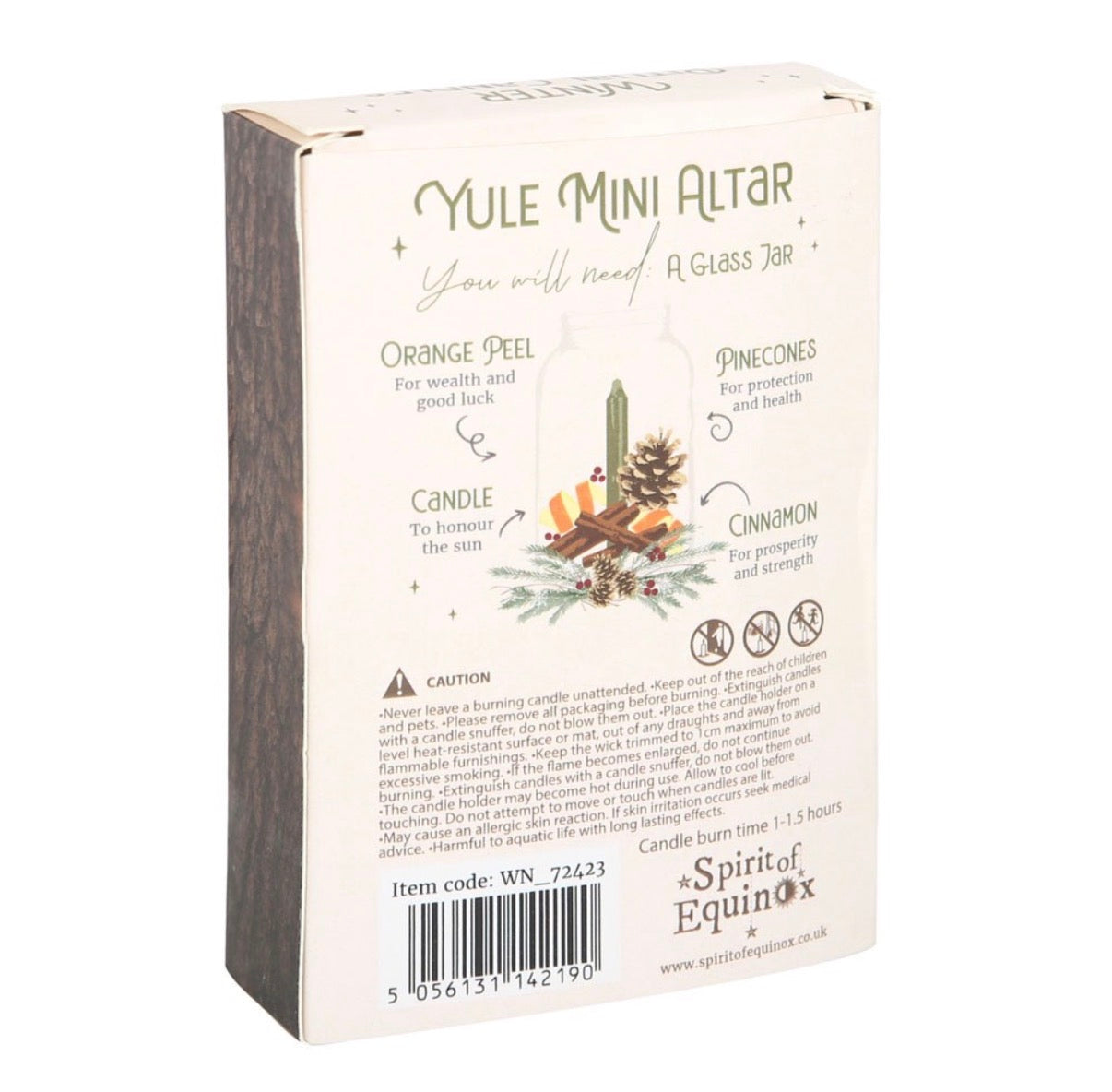 Winter Ritual Candles Cedar and Pine - box back with Yule Mini Altar guide