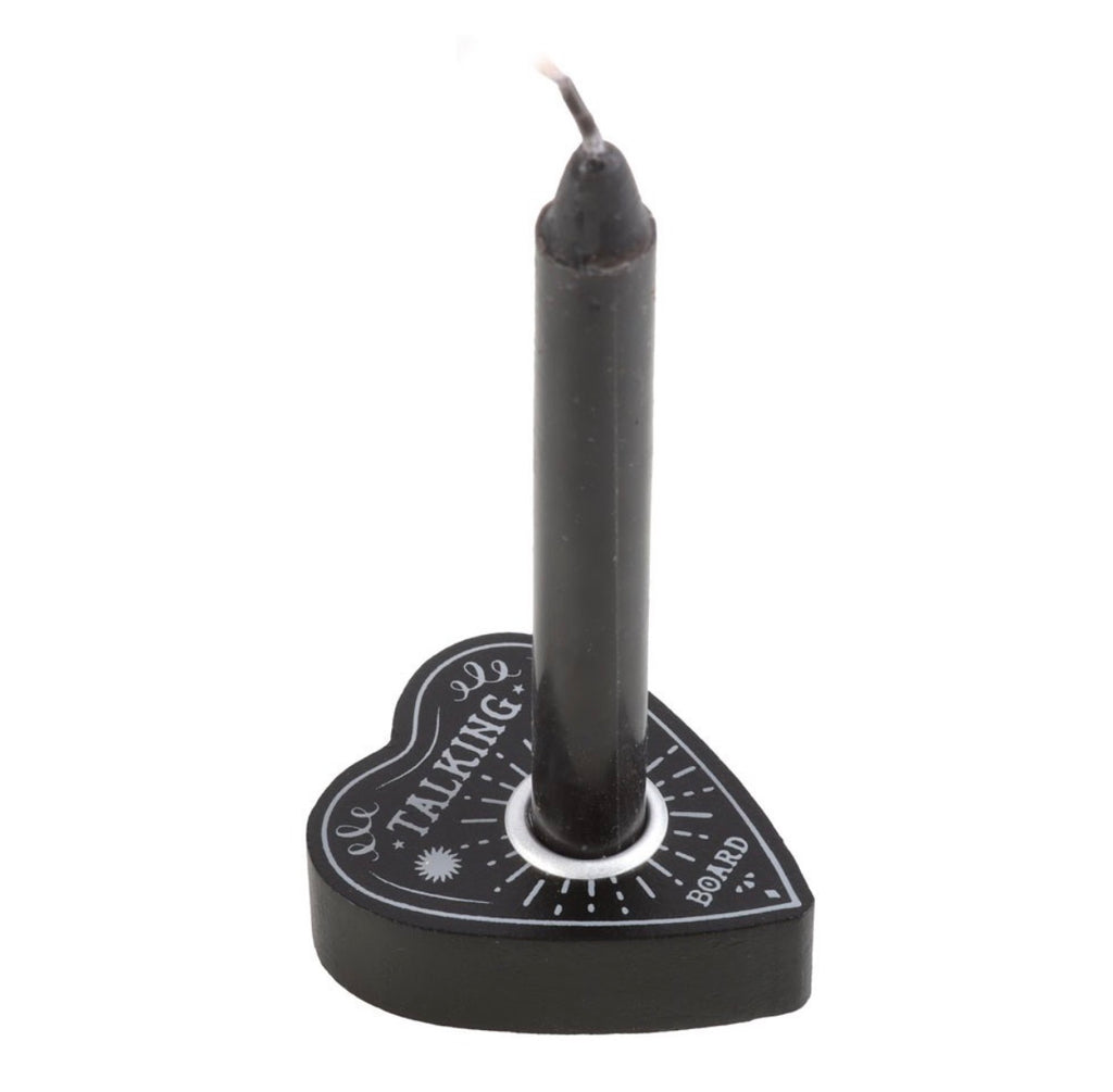 Talking Board Spell Candle Holder with black spell candle white background