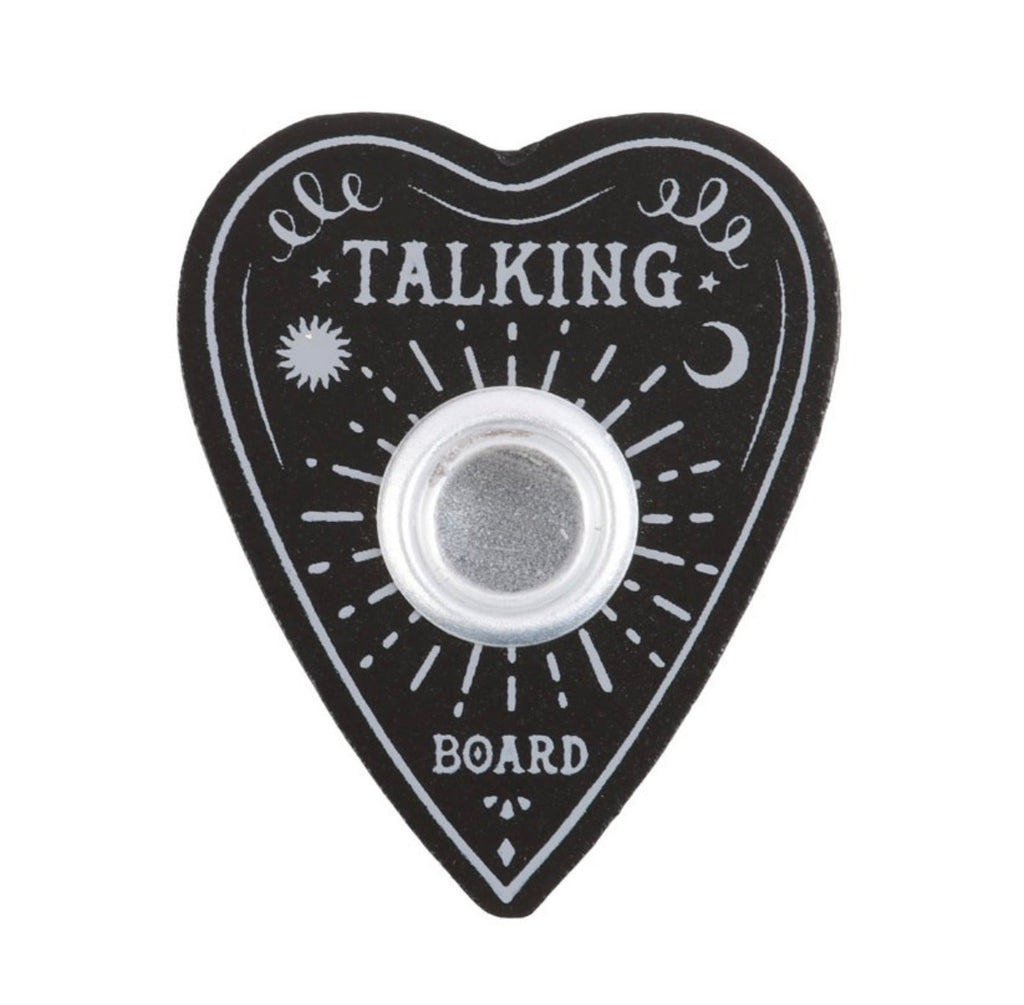 Talking Board Spell Candle Holder top view showing glass insert and engraving white background