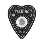 Talking Board Spell Candle Holder top view showing glass insert and engraving white background