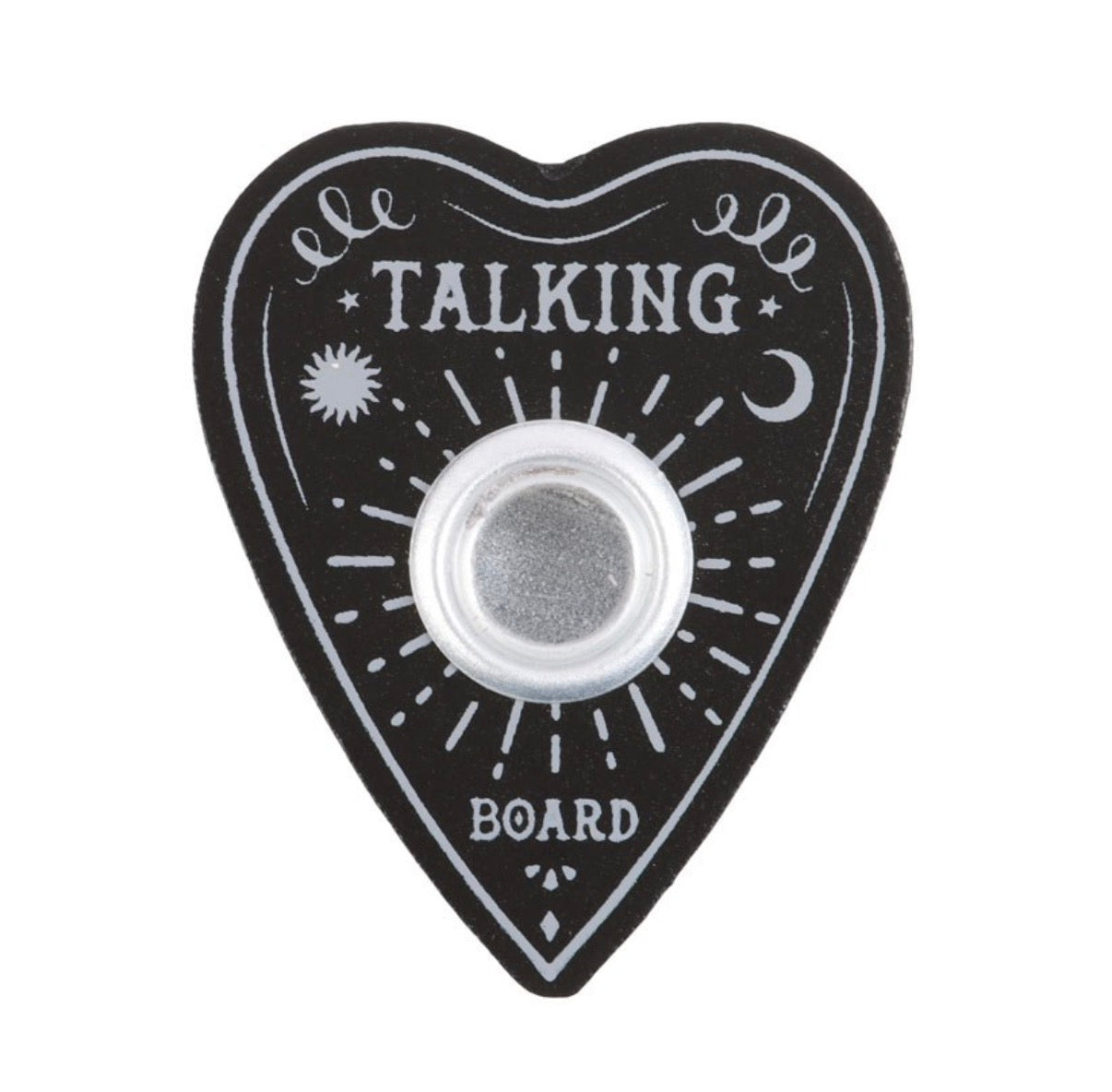Talking Board Spell Candle Holder top view showing glass insert and engraving white background