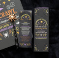 Glimmer of Gratitude Mini Wand lifestyle shot with gift box and spell scroll on dark velvet