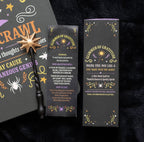 Glimmer of Gratitude Mini Wand lifestyle shot with gift box and spell scroll on dark velvet
