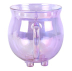 Double Walled Glass Cauldron Mug and Spoon - back view showing handle white background