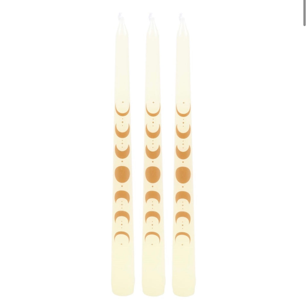 Moon Phase Taper Candles - single candle close up moon phase detail