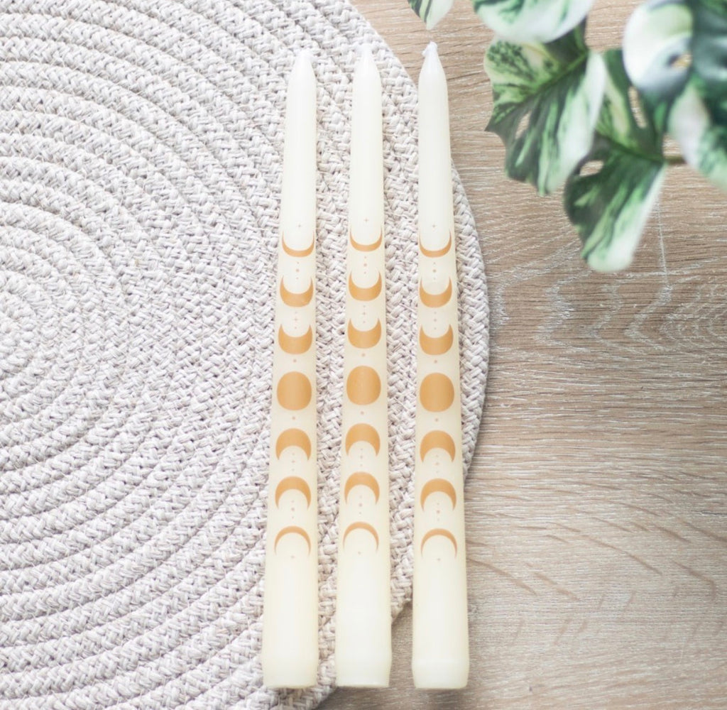 Moon Phase Taper Candles - box front white background
