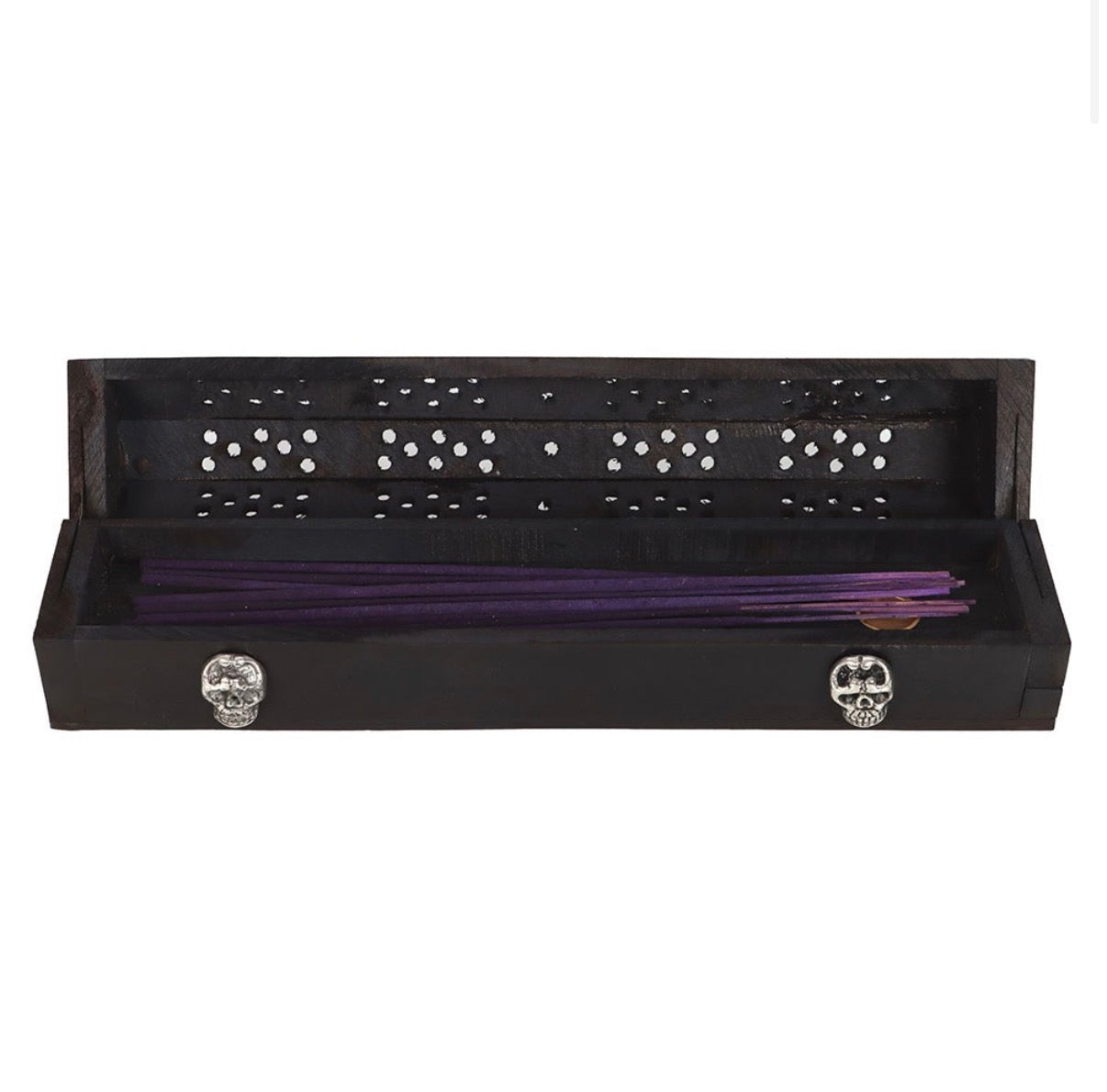 Walking Dead Anti Incense Coffin Box - open showing purple incense sticks