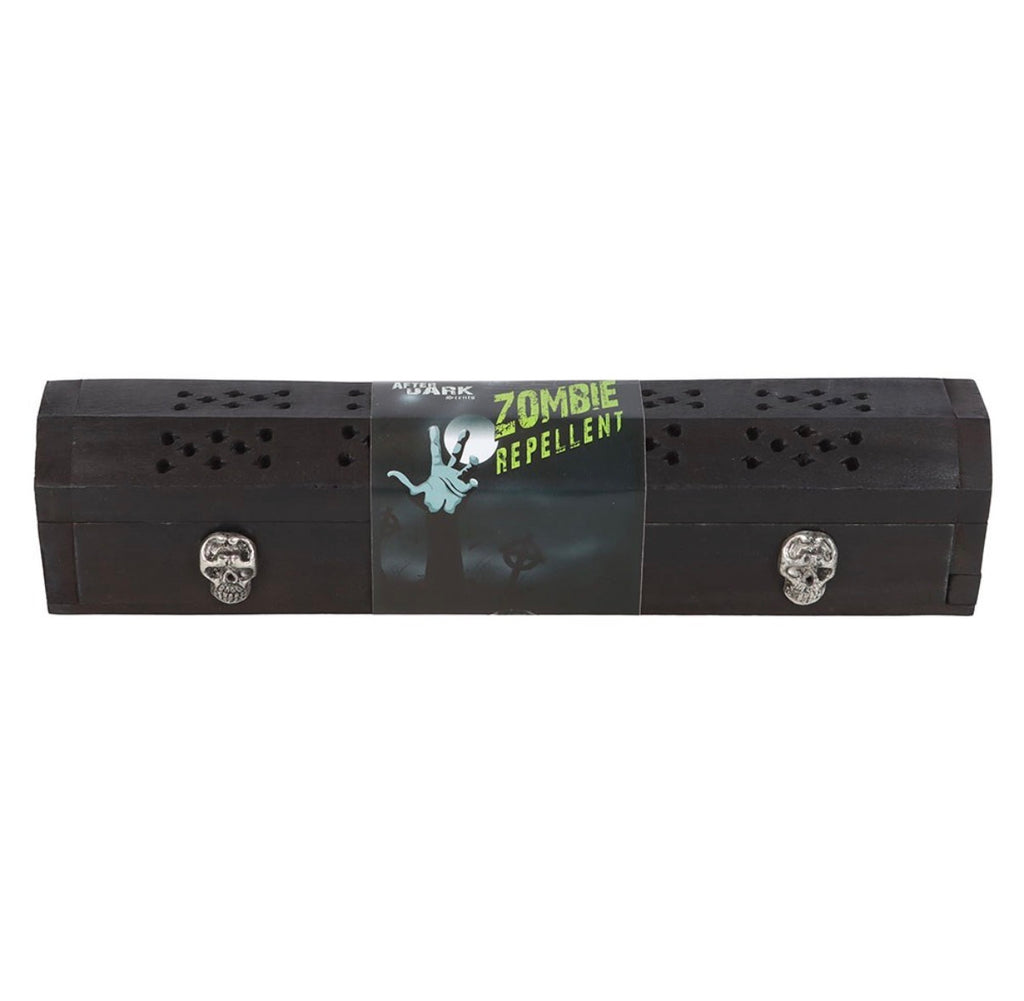 Zombie Repellent Incense Coffin Box - front white background
