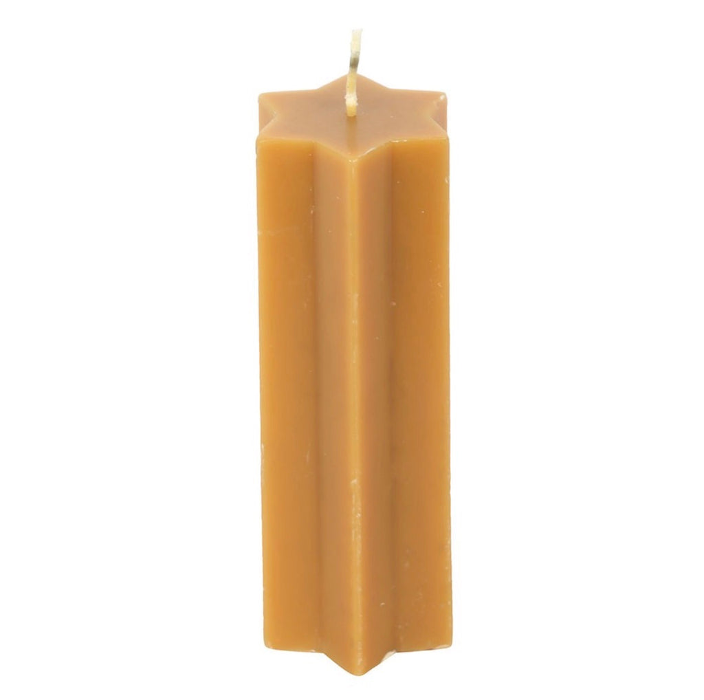 Starry Night star shaped candle gold - full length white background 2