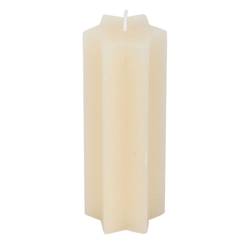 Starry Night star shaped candle cream - full length white background