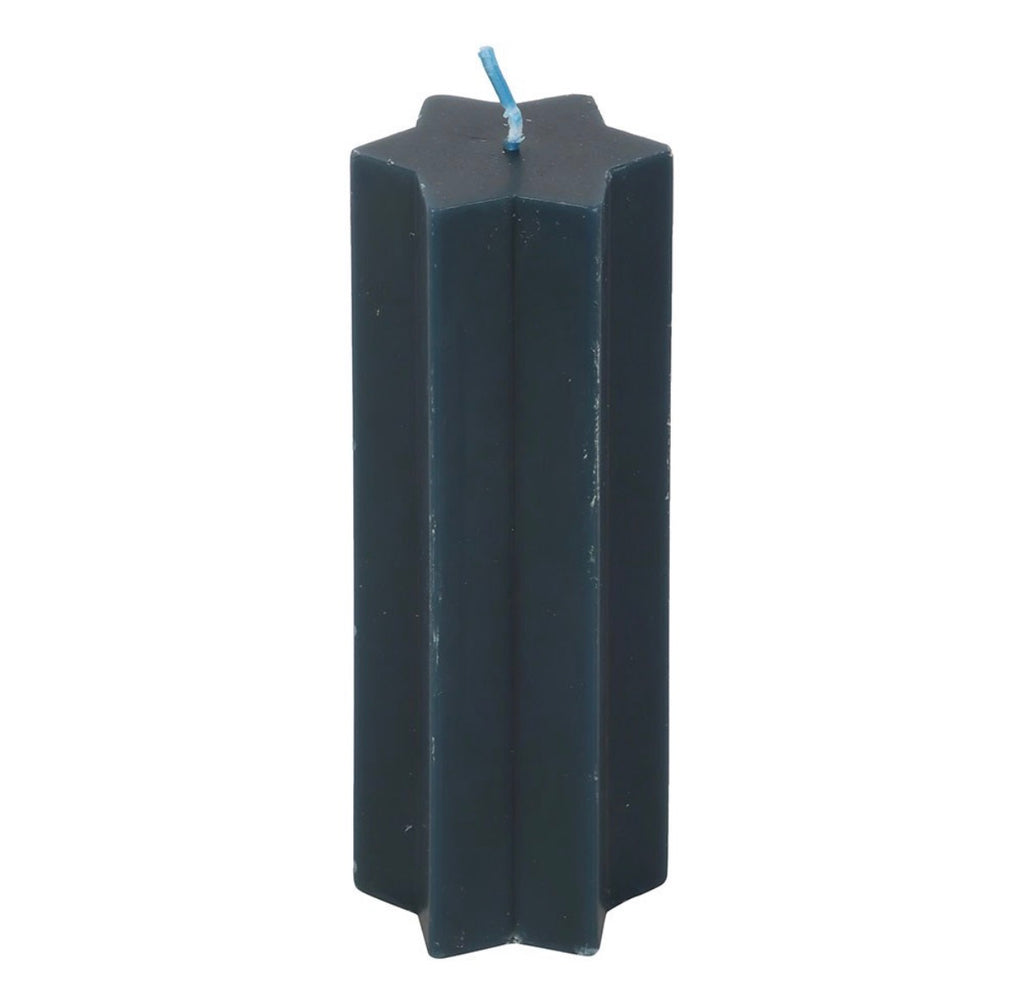 Starry Night star shaped candle navy - full length white background 2