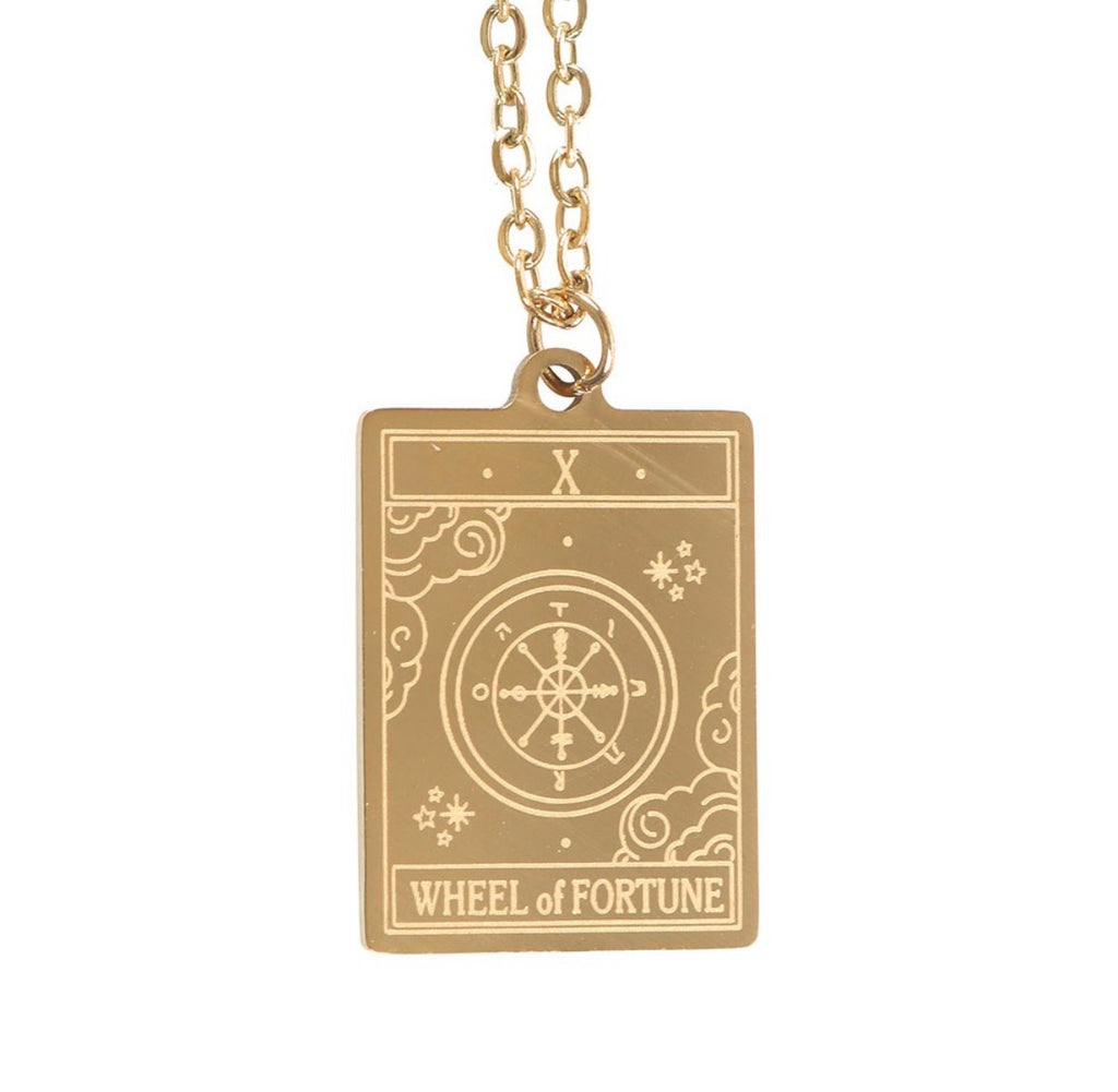 Wheel of Fortune tarot pendant close-up - front