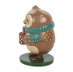 Oliver The Owl resin ornament side view showing teal scarf and wing detail